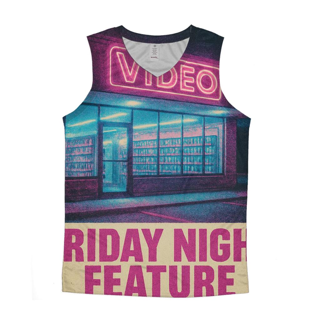 Worn 1980s Video Rental Night Poster graphic print tank tops