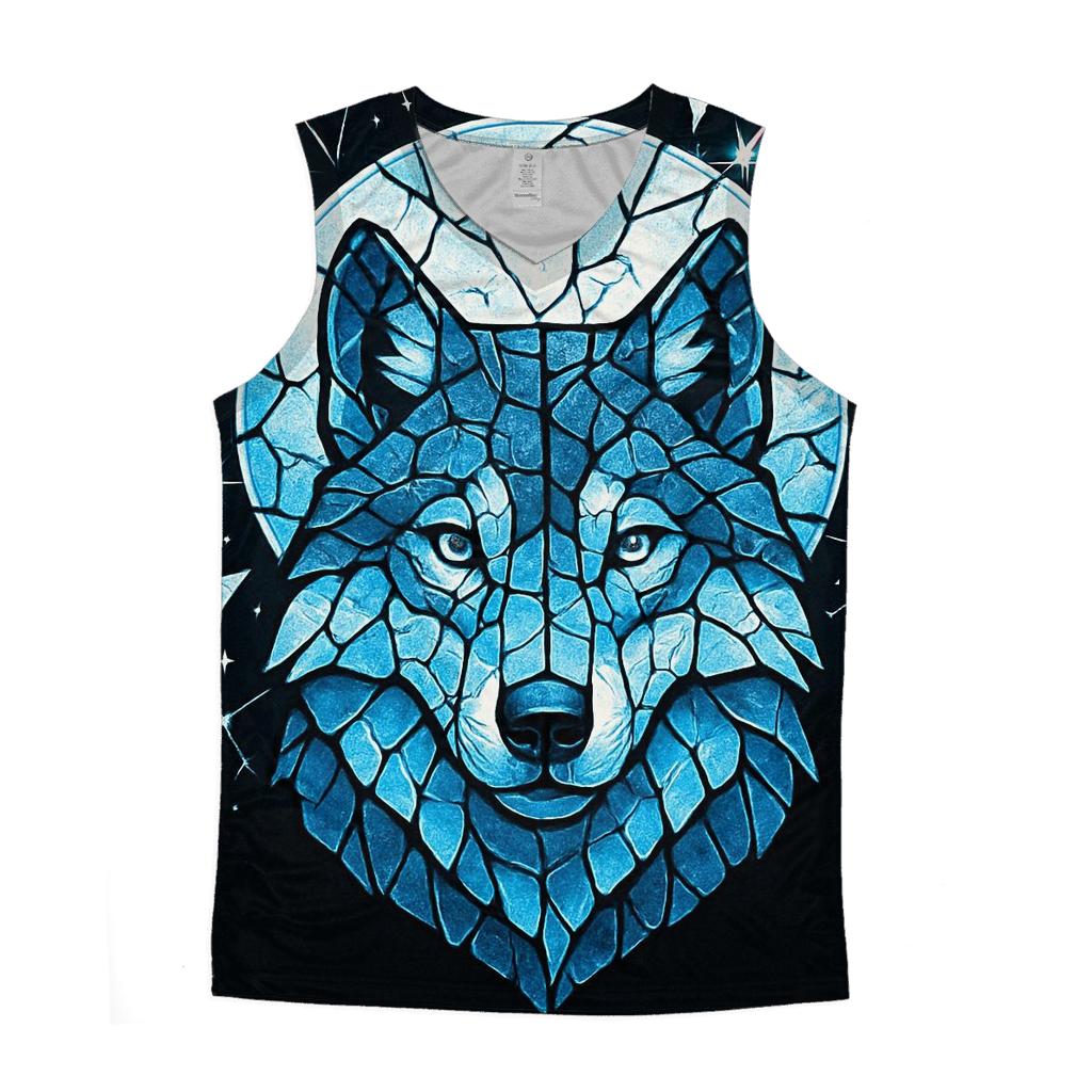 Lunar Glass Sentinel Wolf sports performance tank tops