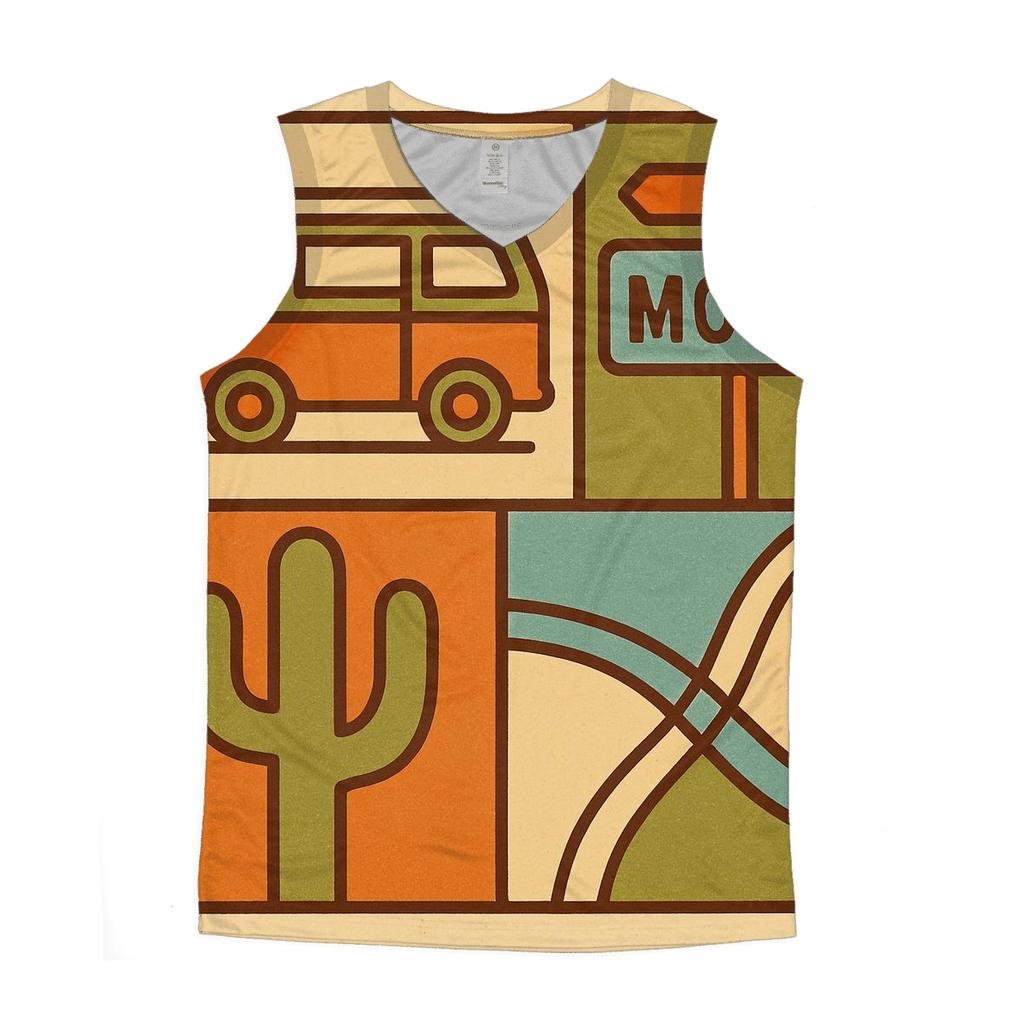 Groovy Road Trip Postcard Collage personalized athletic tanks