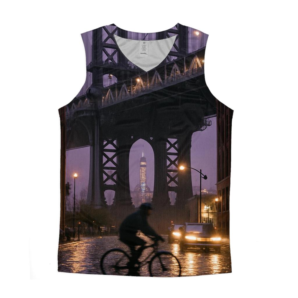 Rainy Dusk Under Manhattan Bridge Looking Toward Downtown designer workout tanks