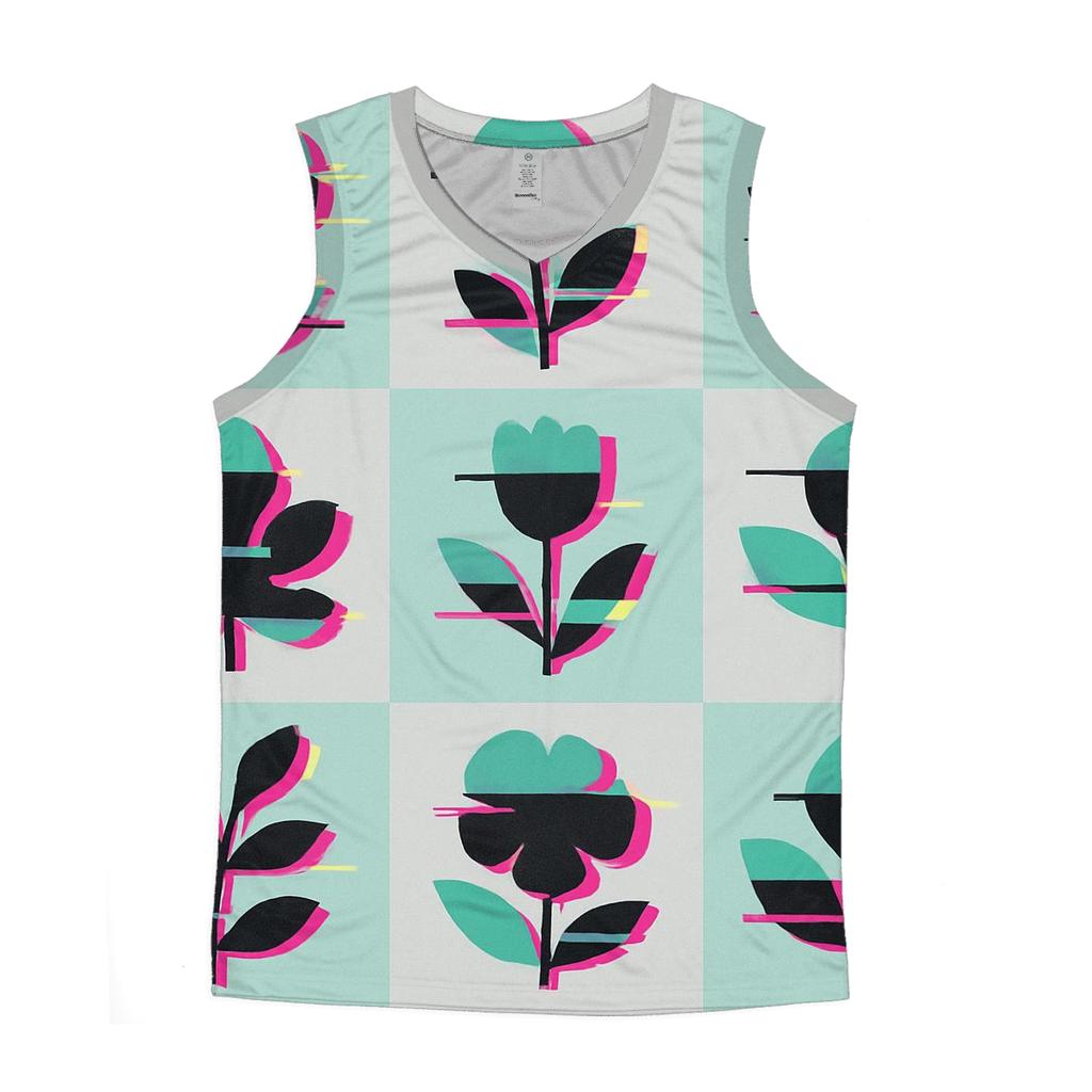 Retro Glitch Botanical Grid custom tank tops