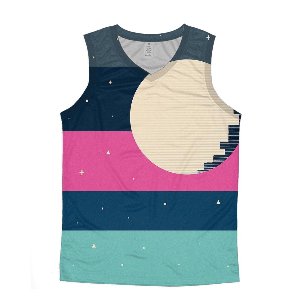 VHS Moonlight Glitch Stripes casual summer tank tops