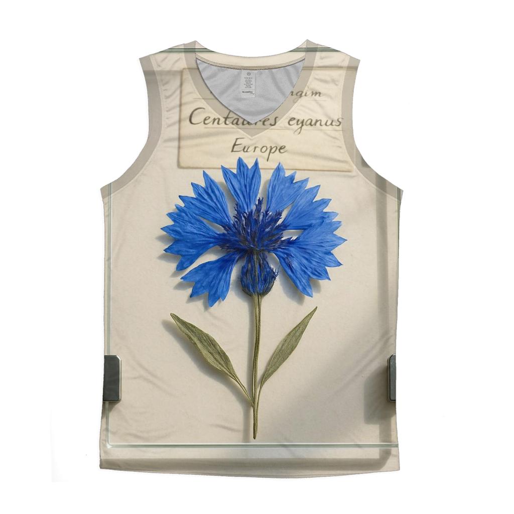 Blue Cornflower Pressed Between Herbarium Glass Plates cotton sleeveless tops