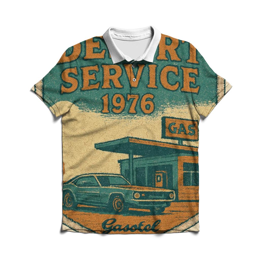 Faded Desert Gas Station Patch Badge branded logo polo shirts