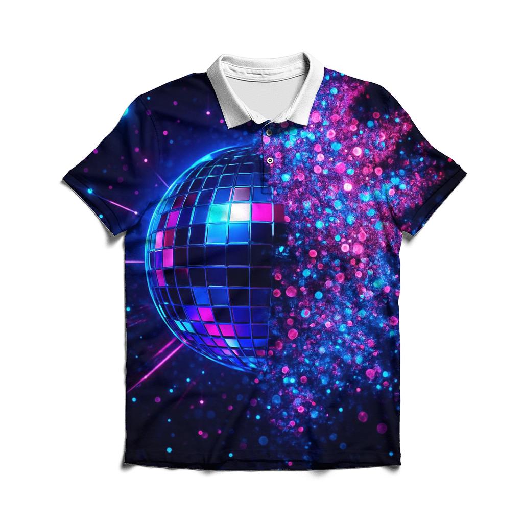 Disco Nebula Lattice embroidered polo tops