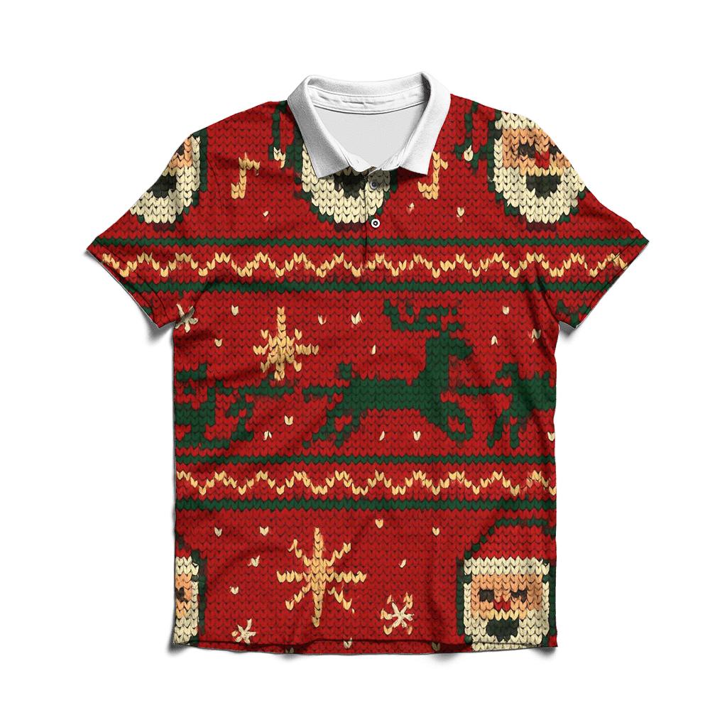 Cosmic Caroler Bandwork Design embroidered polo tops