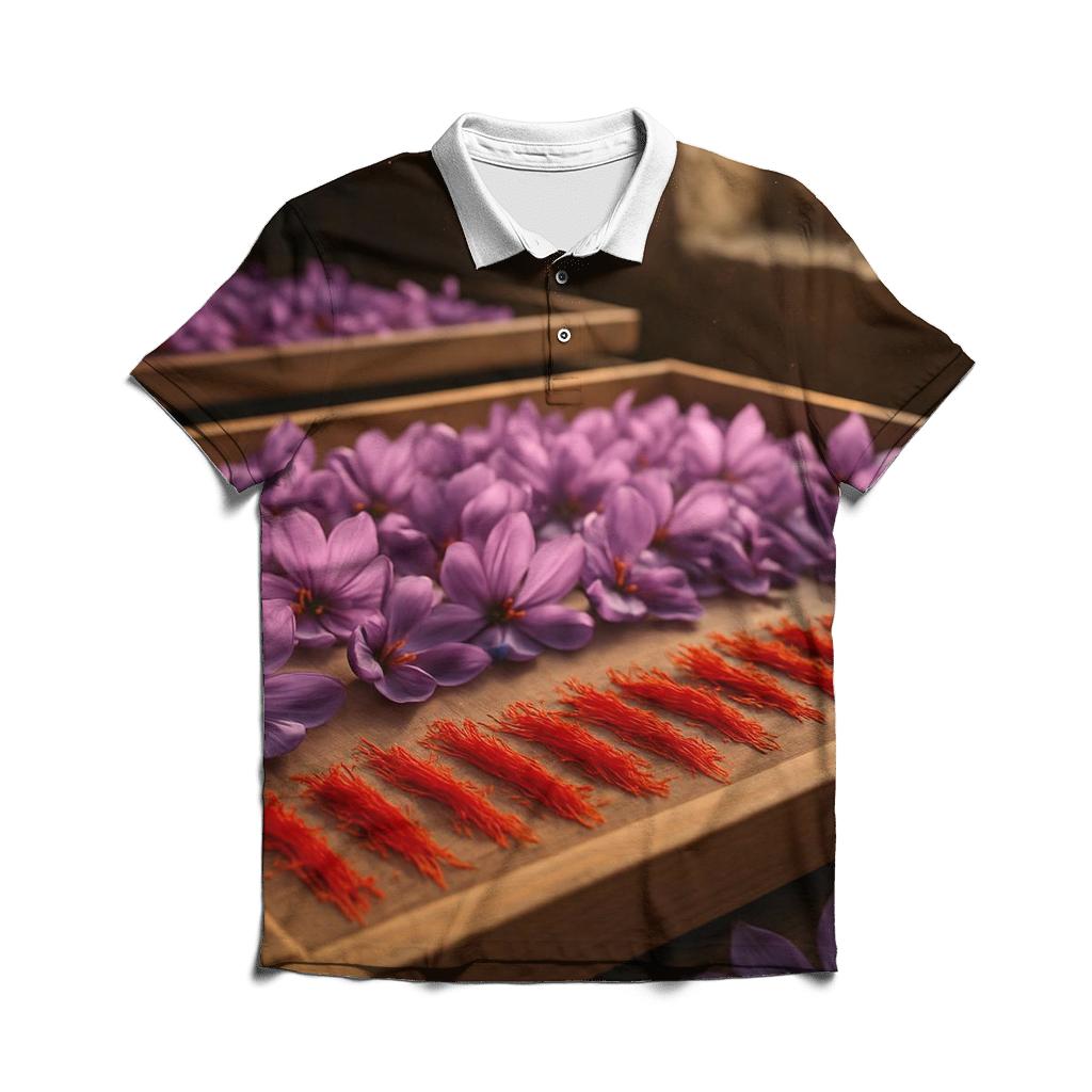 Saffron Crocus Stigmas Drying On Cedar Trays branded logo polo shirts