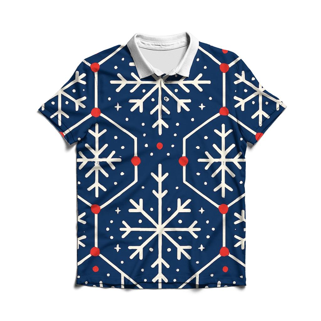Snowflake Lattice Night Sky premium cotton polo shirts