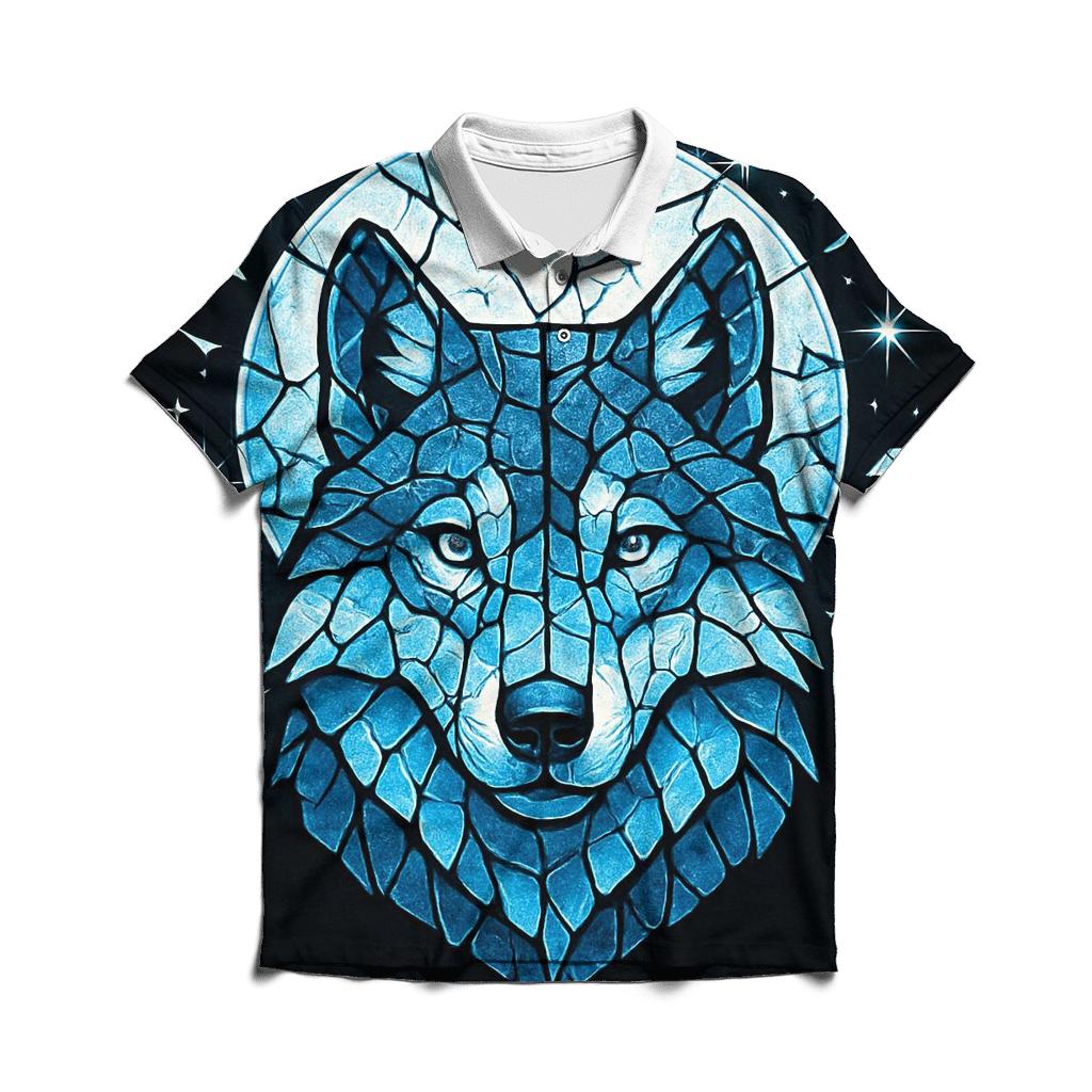 Lunar Glass Sentinel Wolf premium cotton polo shirts