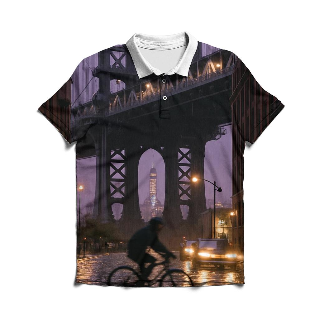 Rainy Dusk Under Manhattan Bridge Looking Toward Downtown designer slim fit polos