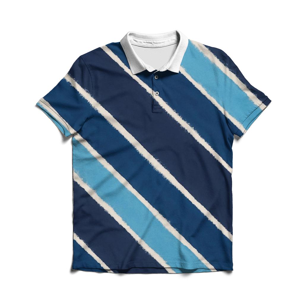 Indigo Arashi Starwind Diagonals embroidered polo tops