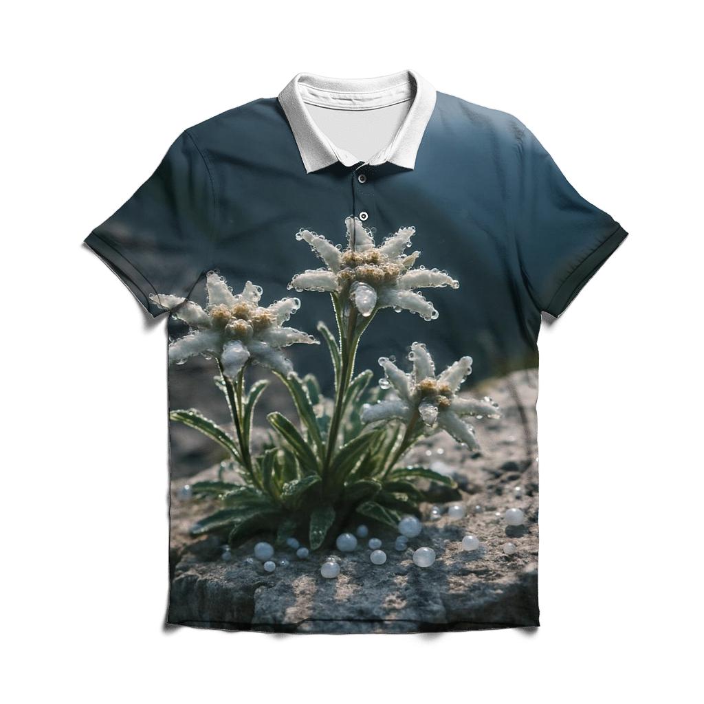 High Alpine Edelweiss After A Sudden Hailburst premium cotton polo shirts