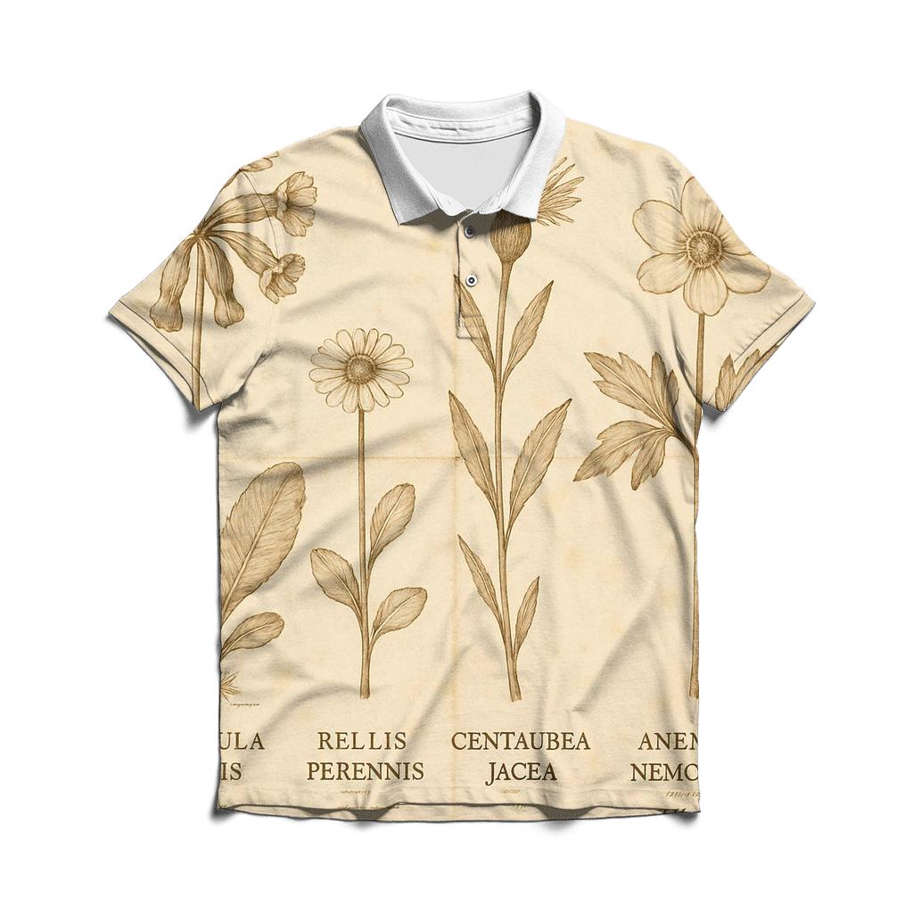 Sepia Botanical Field Guide Plate personalized polo shirts