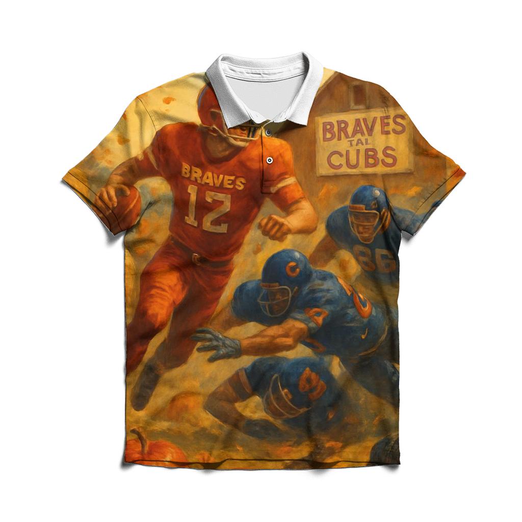 Autumn Orchard Scrimmage Braves Versus Cubs branded logo polo shirts