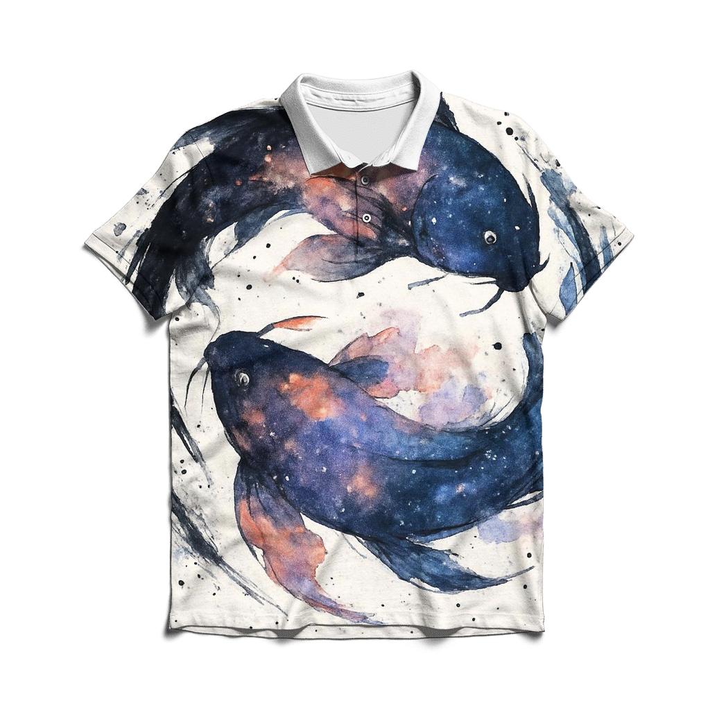 Koi Nebula Ink Splash personalized polo shirts