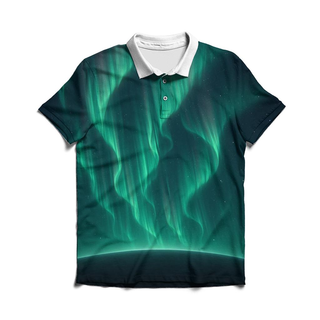 Aurora Curtain Over Planet Limb branded logo polo shirts