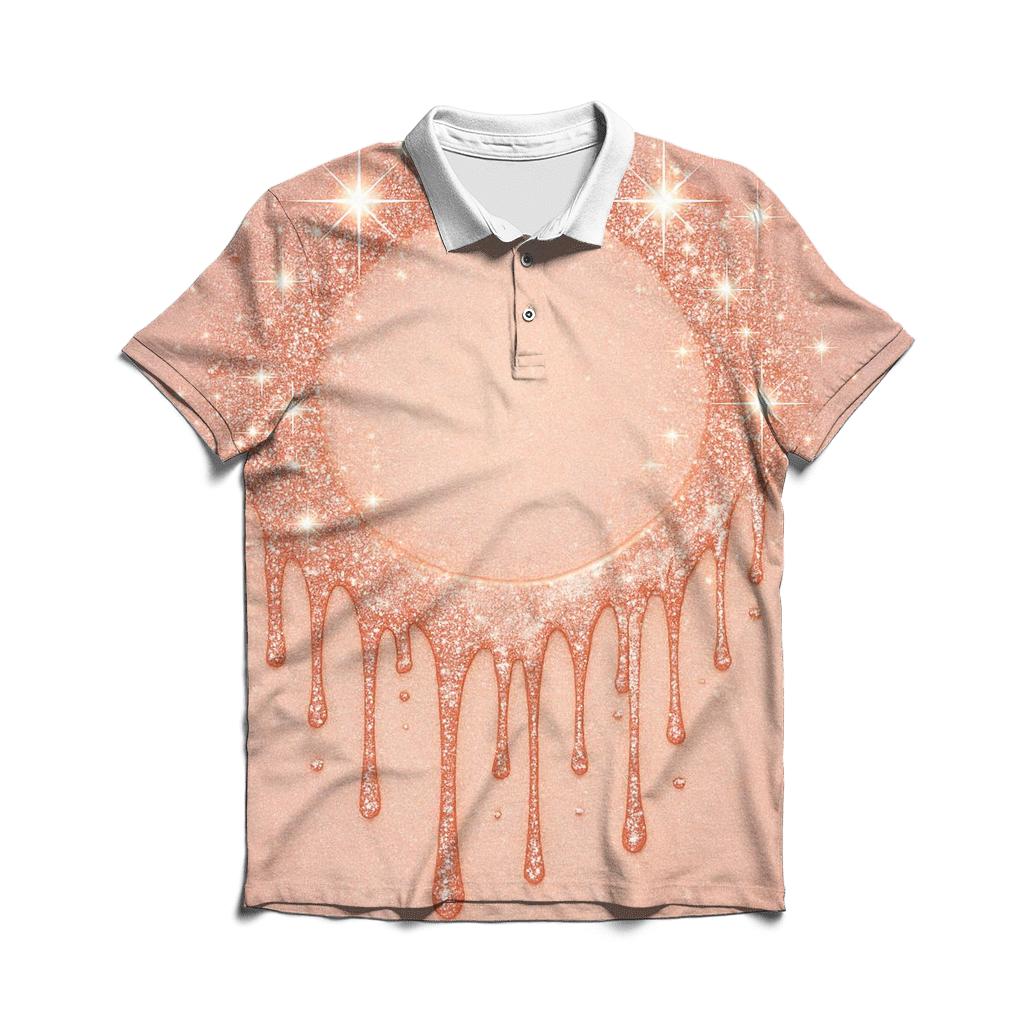 Rose Gold Meteor Drip Halo designer slim fit polos