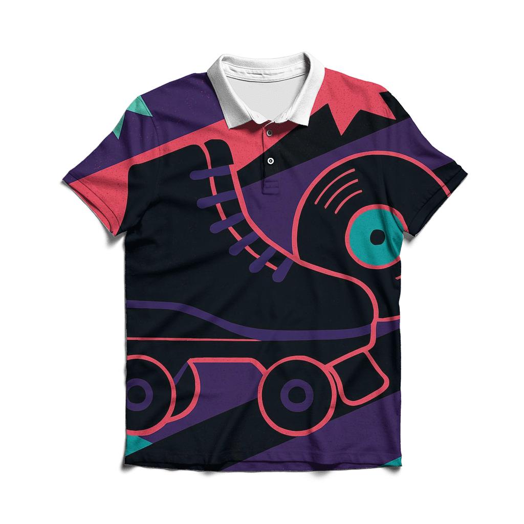Disco Roller Rink Lightning Stripes casual sports polo shirts