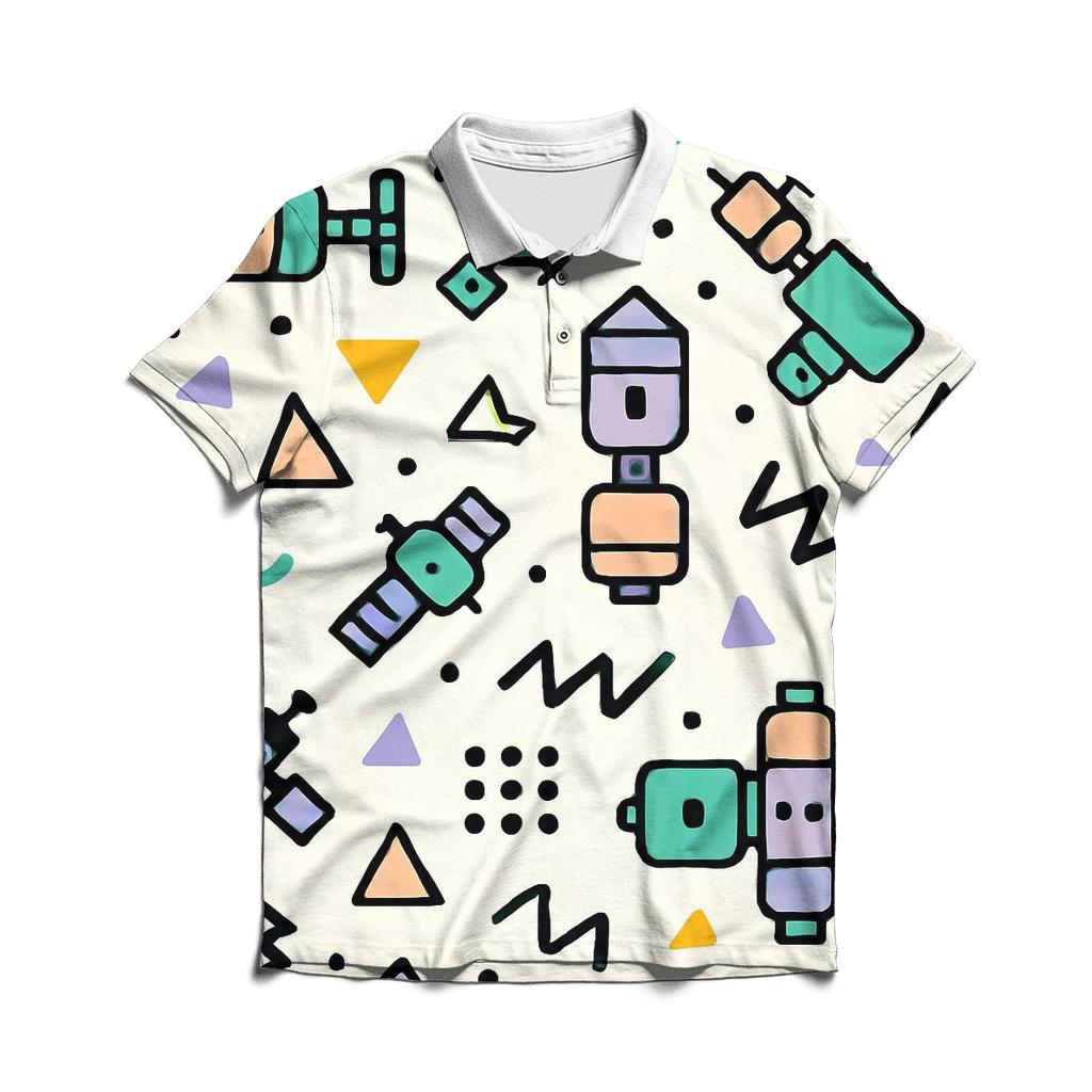 Memphis Space Station Confetti casual sports polo shirts