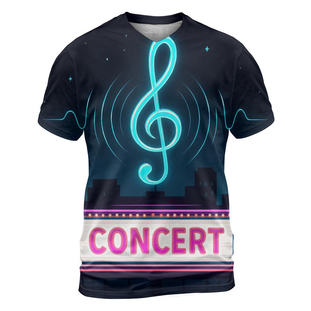 Neon Metro Marquee artistic all-over print tops