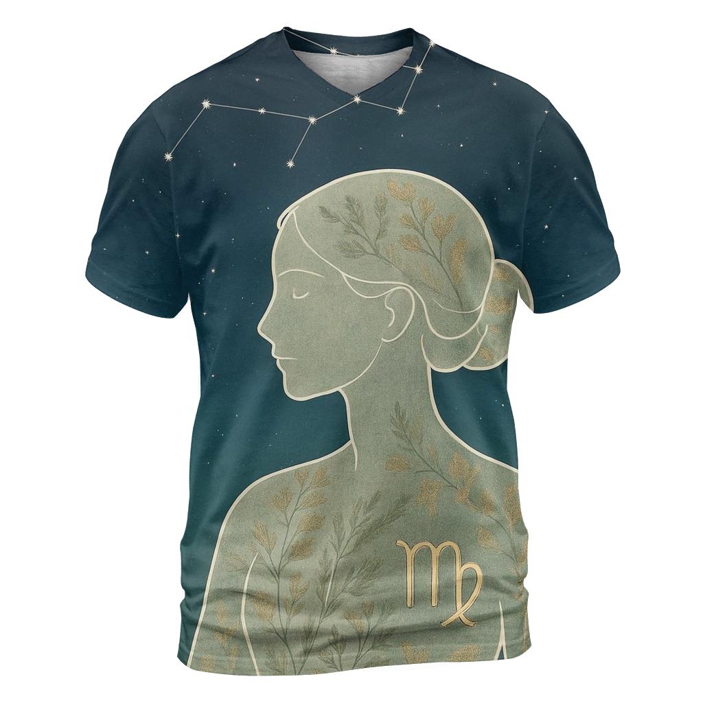 Virgo Constellation Herbarium Maiden trendy printed shirt styles