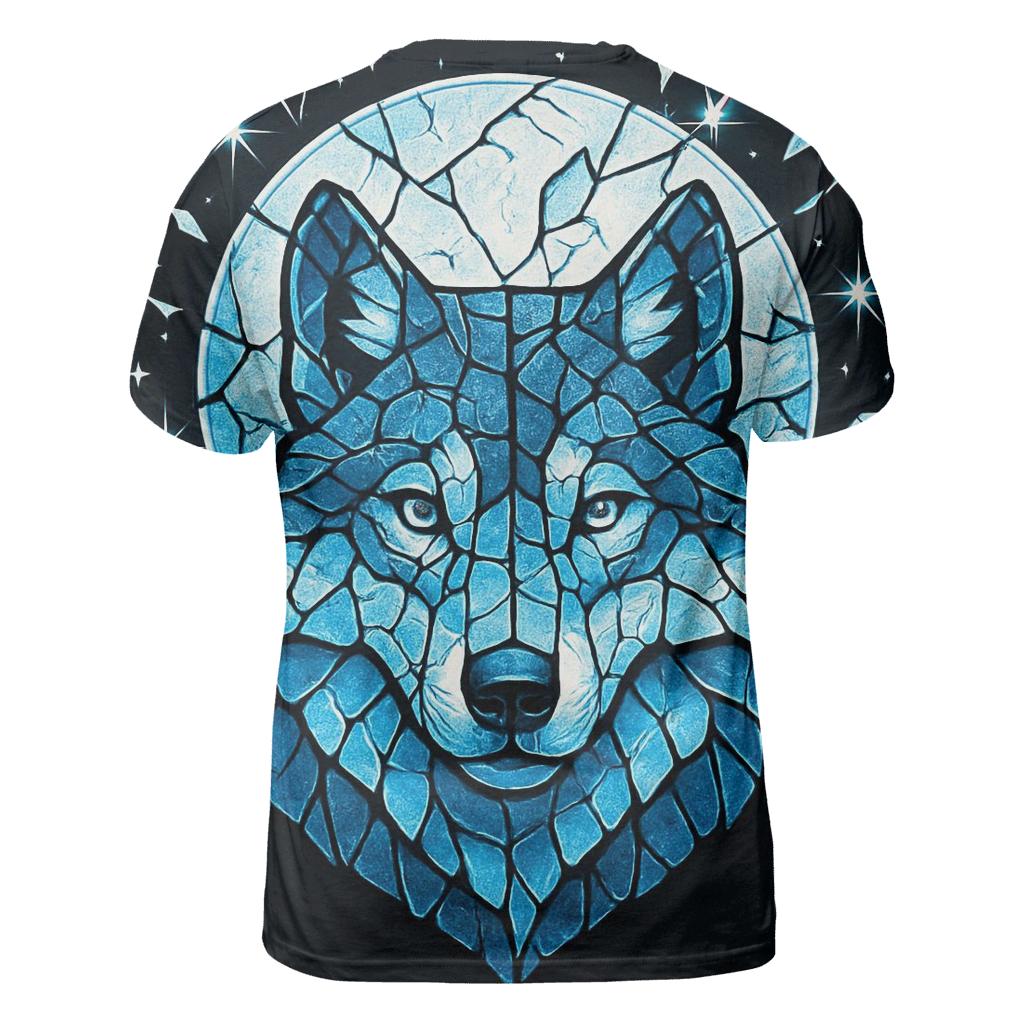 Lunar Glass Sentinel Wolf creative print fashion shirts