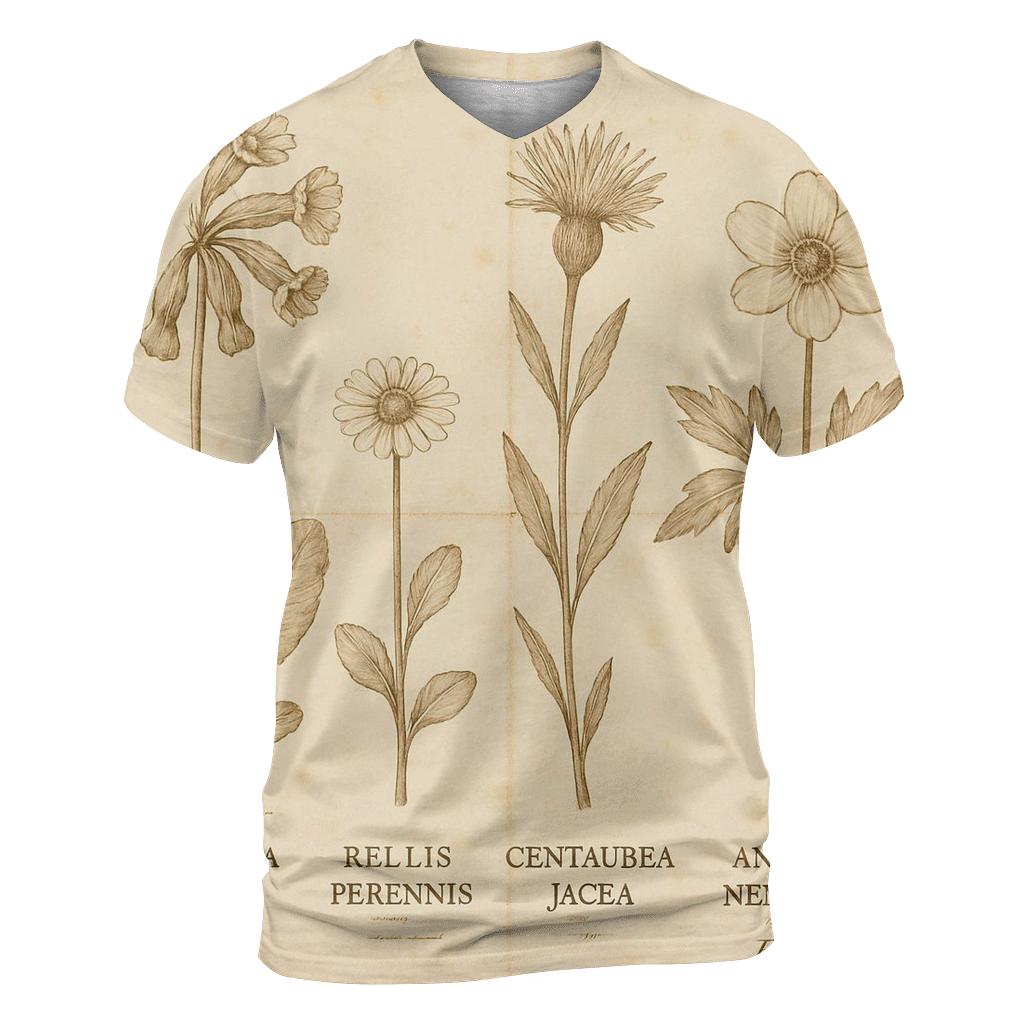 Sepia Botanical Field Guide Plate designer pattern shirts