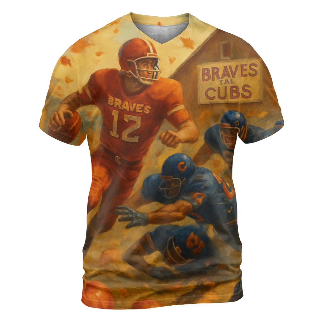 Autumn Orchard Scrimmage Braves Versus Cubs vibrant all-over design tees