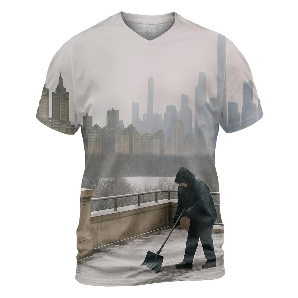 January Snowfall From The Met Rooftop Over Central Park South designer pattern shirts