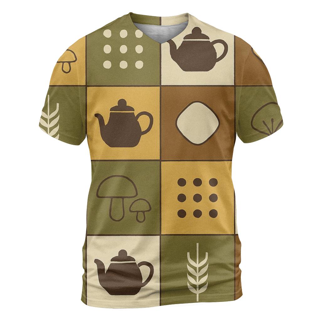 Retro Kitchen Harvest Tiles creative print fashion shirts