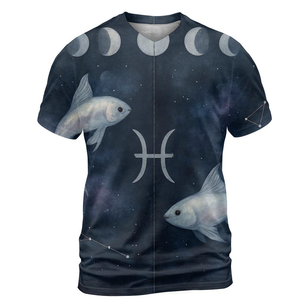Pisces Twin Fish Lunar Tide Diptych unique graphic print tees
