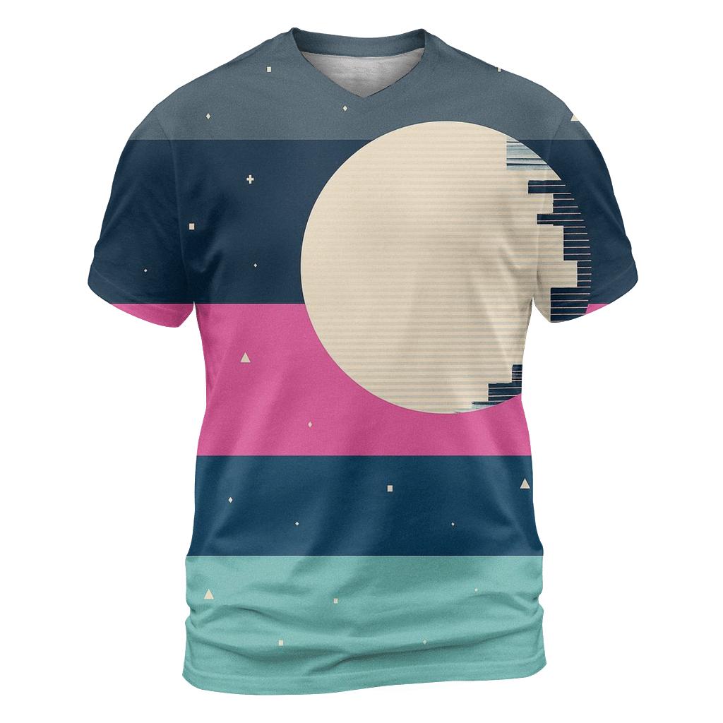 VHS Moonlight Glitch Stripes vibrant all-over design tees
