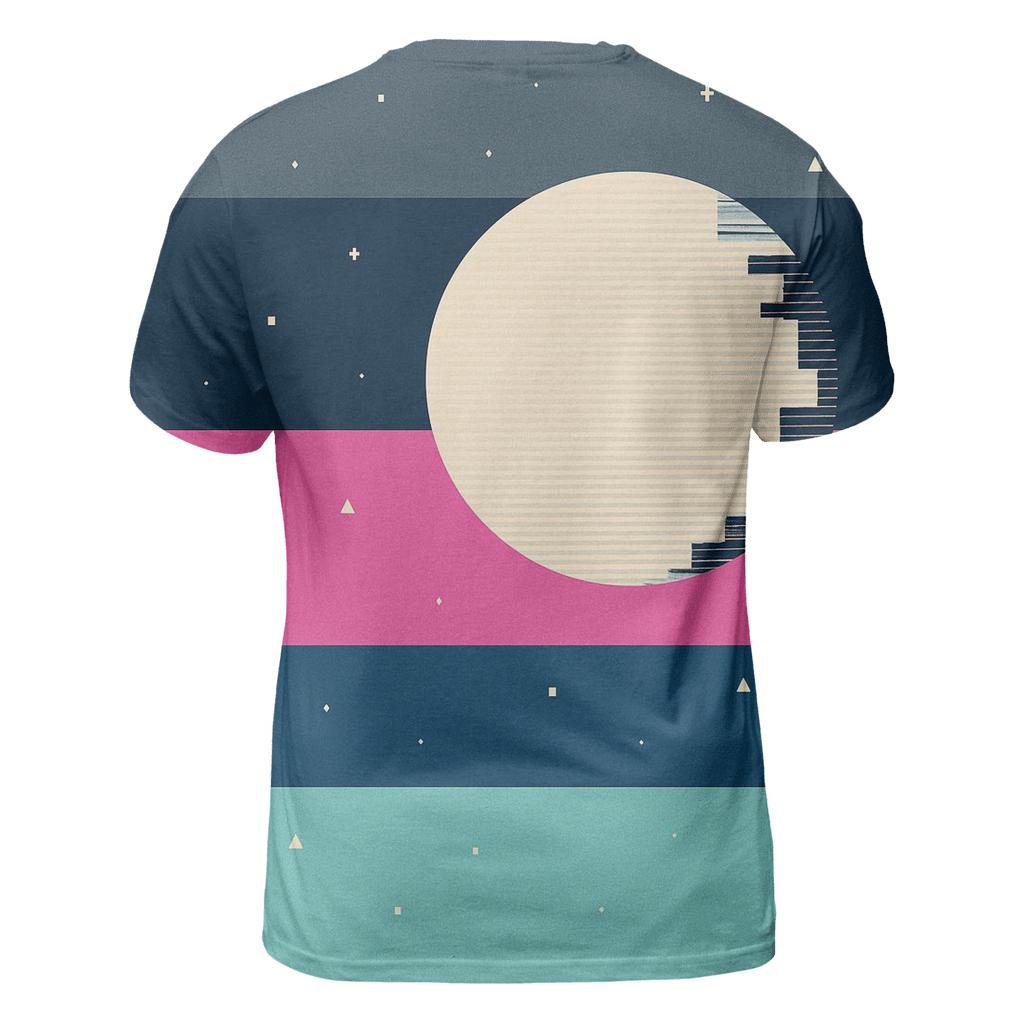 VHS Moonlight Glitch Stripes vibrant all-over design tees