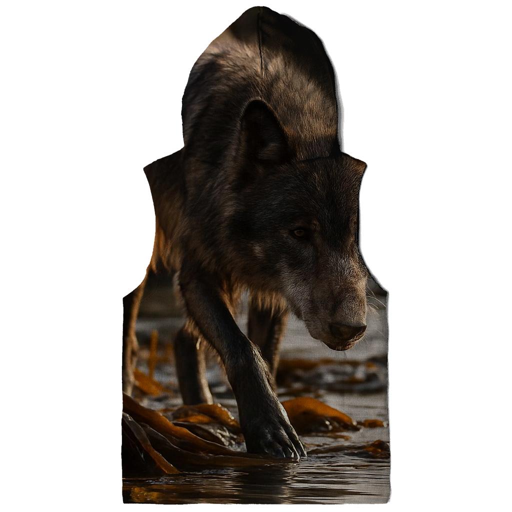 Coastal Wolf Foraging Among Kelp And Tide Pools hoodies fashion