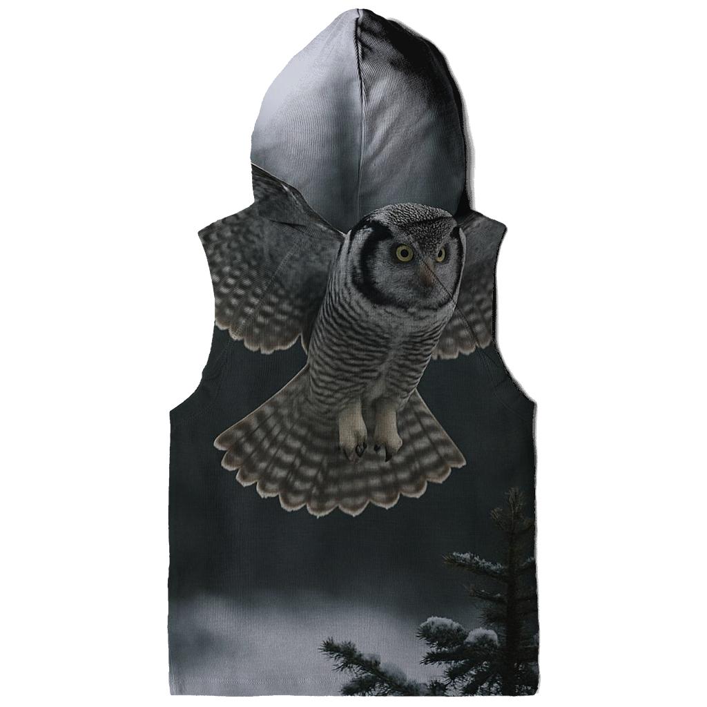 Boreal Hover Northern Hawk Owl designer hoodies