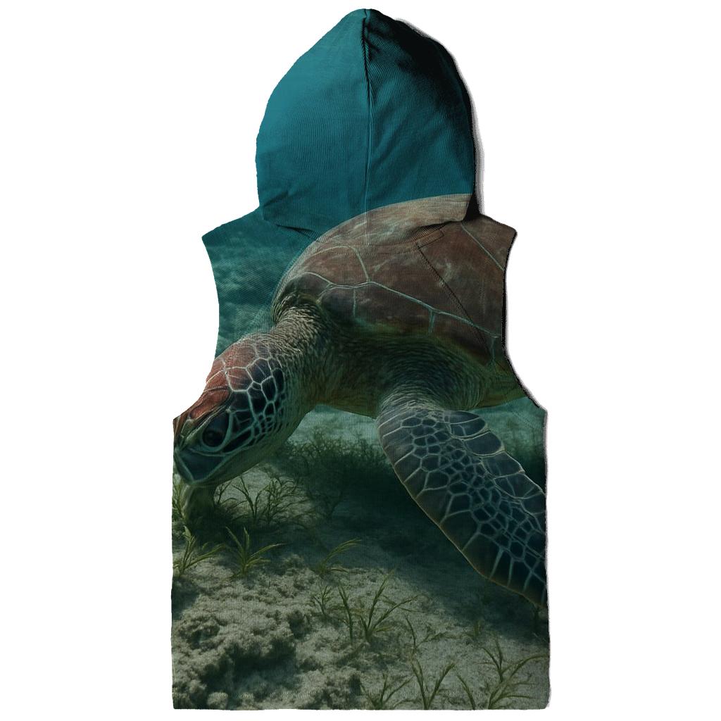 Reef Window Green Sea Turtle embroidered hoodies