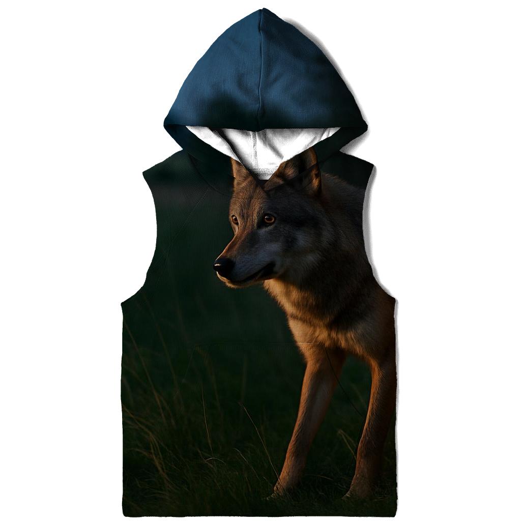 Wolf At The Edge Of Rewilded Farmland At Night hoodie styles