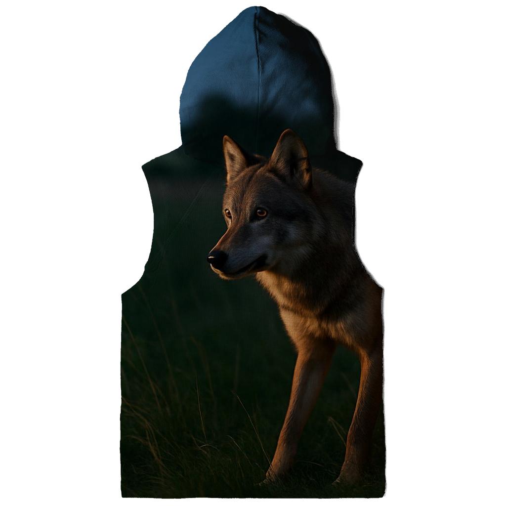 Wolf At The Edge Of Rewilded Farmland At Night hoodie styles
