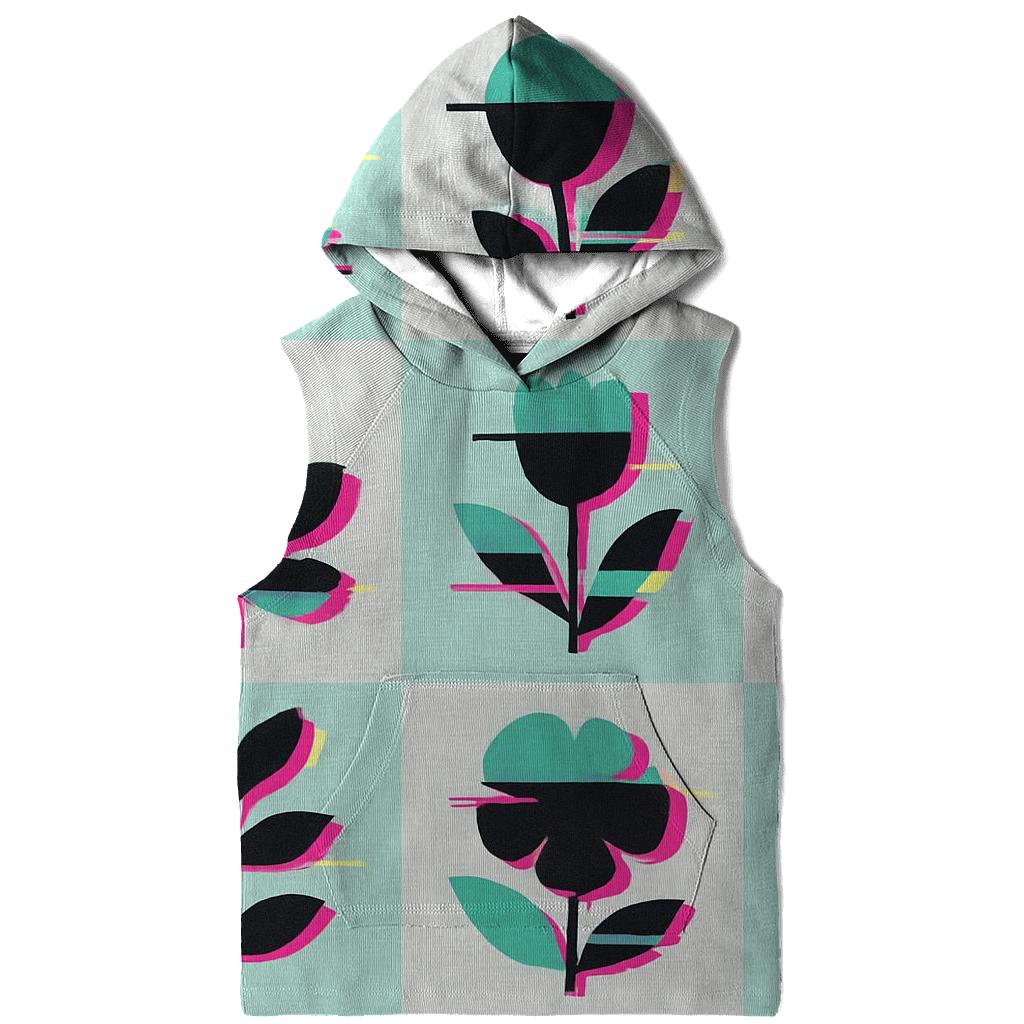 Retro Glitch Botanical Grid pullover hoodies