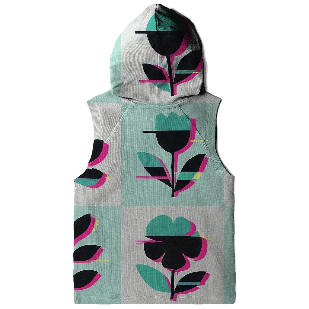 Retro Glitch Botanical Grid pullover hoodies