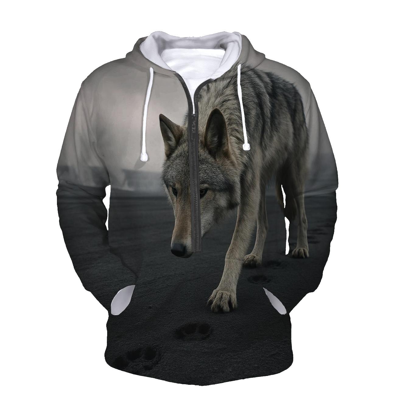 Wolf Tracks Through Volcanic Ashfall printed hoodies