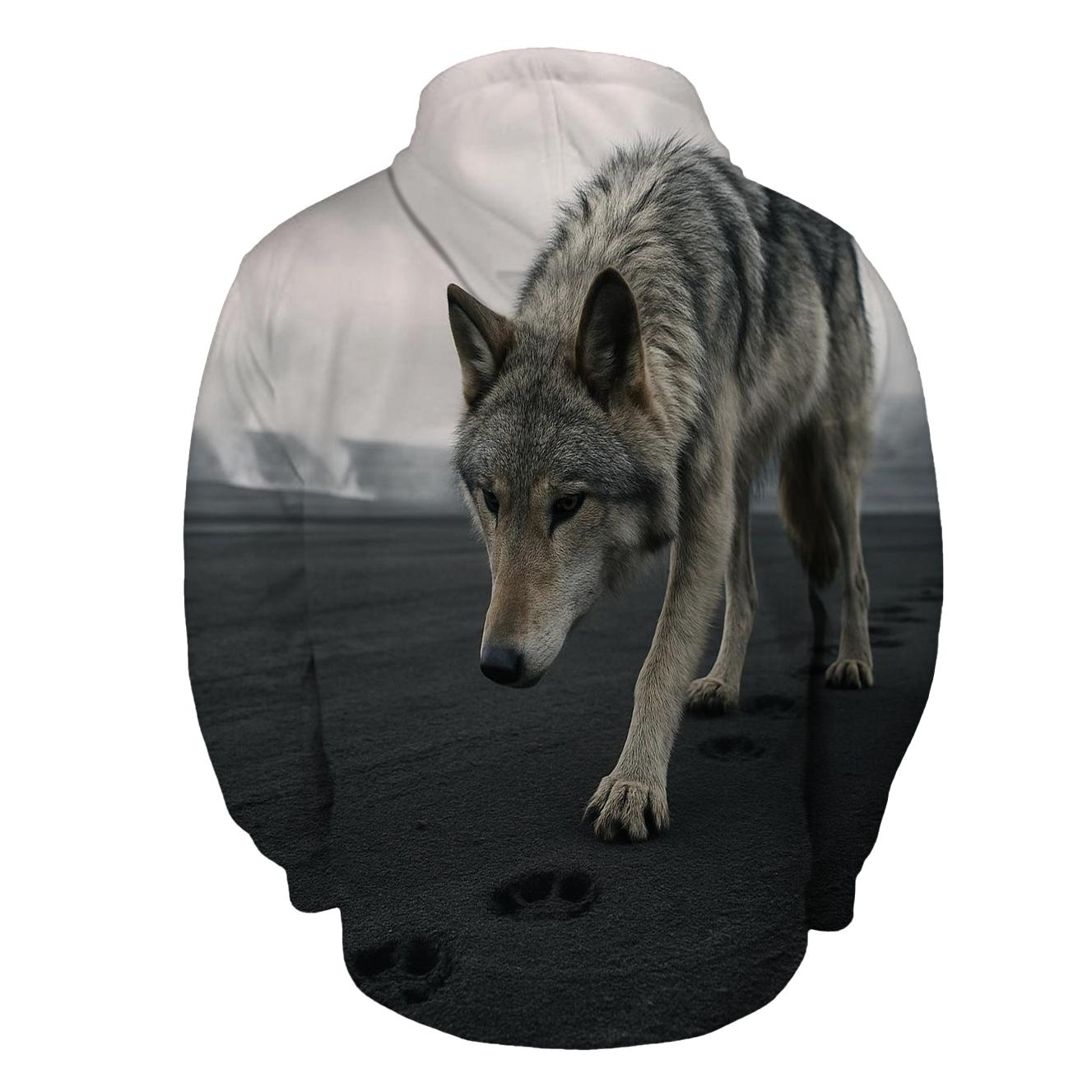 Wolf Tracks Through Volcanic Ashfall printed hoodies
