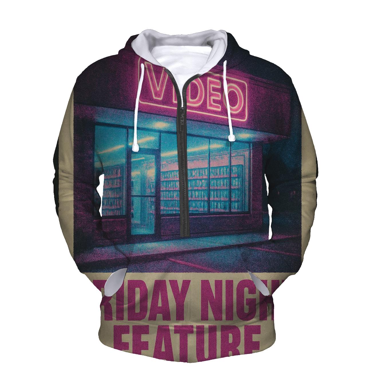 Worn 1980s Video Rental Night Poster lightweight hoodies