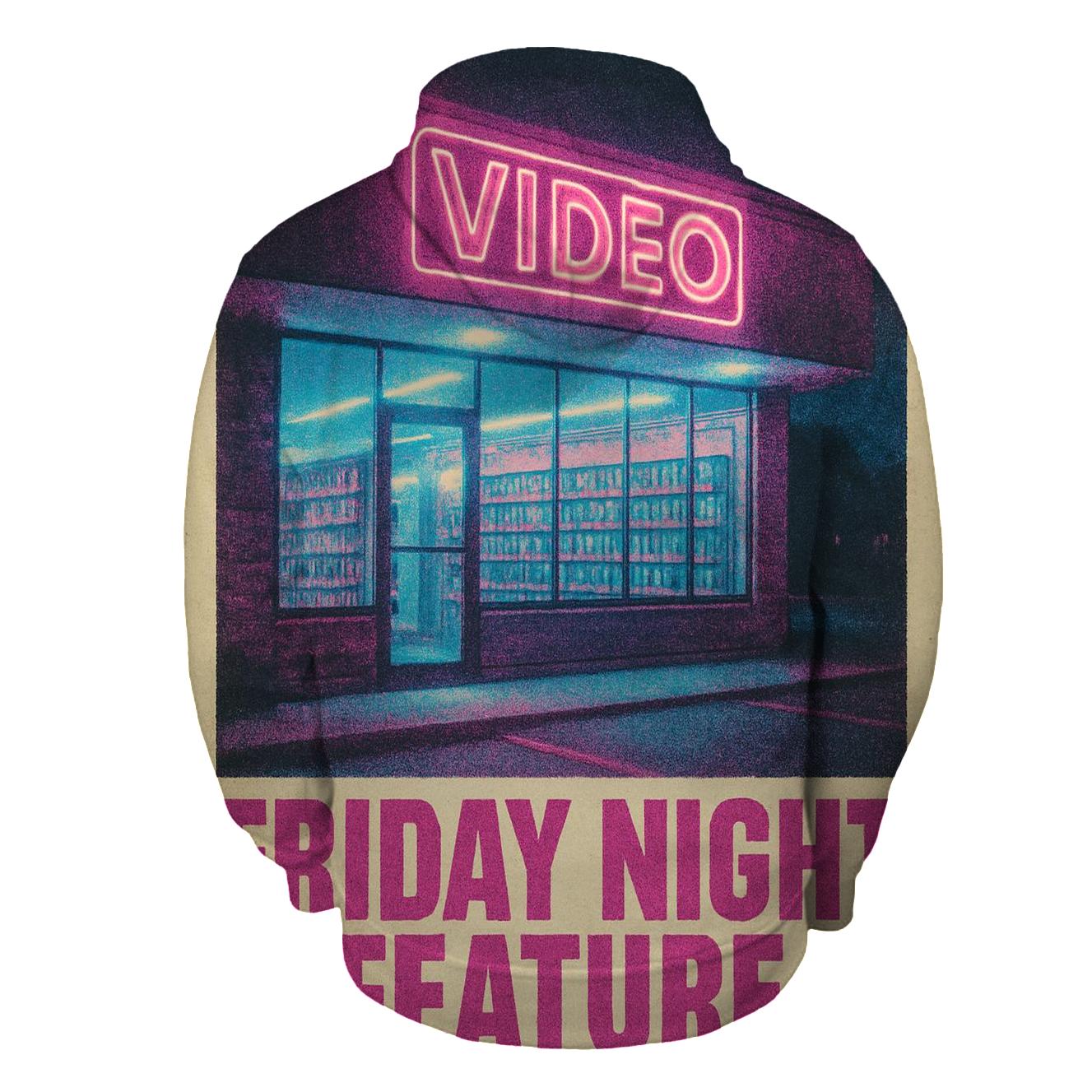 Worn 1980s Video Rental Night Poster lightweight hoodies