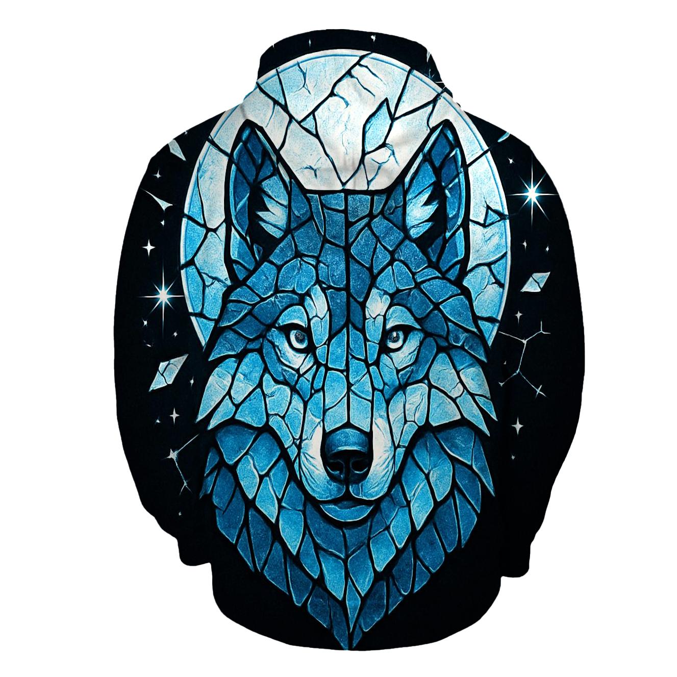 Lunar Glass Sentinel Wolf hoodie designs