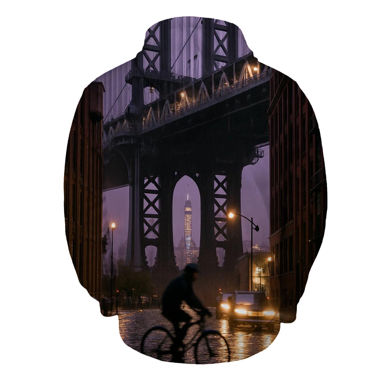 Rainy Dusk Under Manhattan Bridge Looking Toward Downtown lightweight hoodies