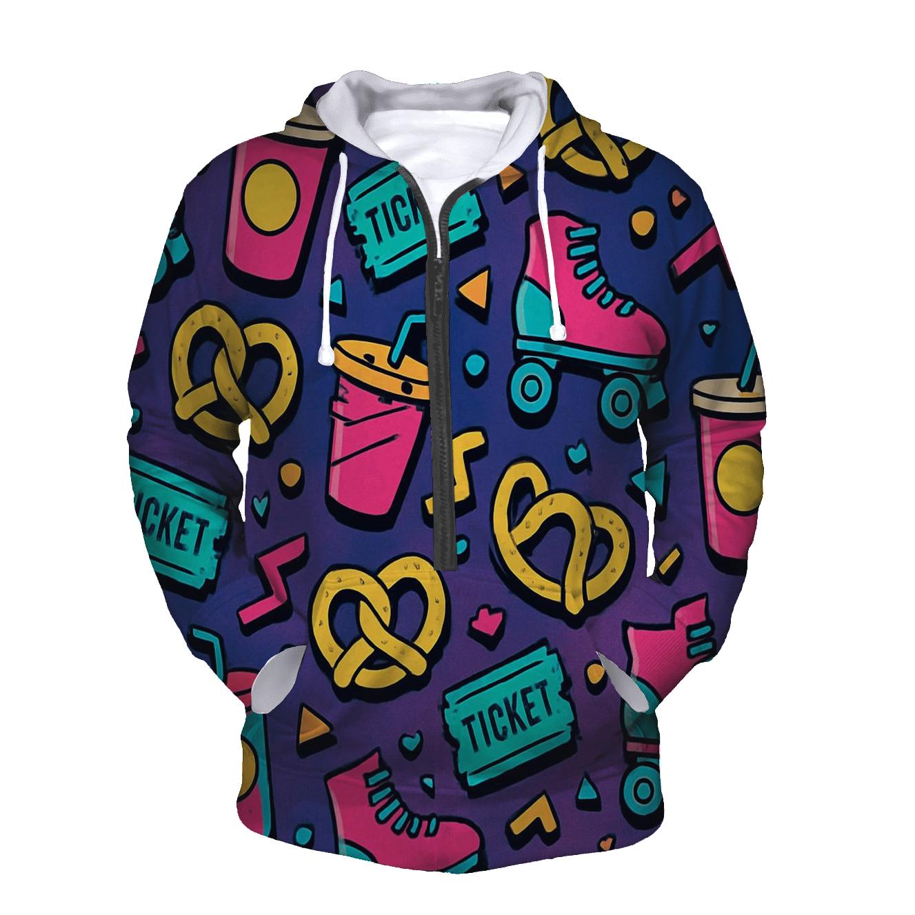 Mall Neon Food Court Pattern custom hoodies