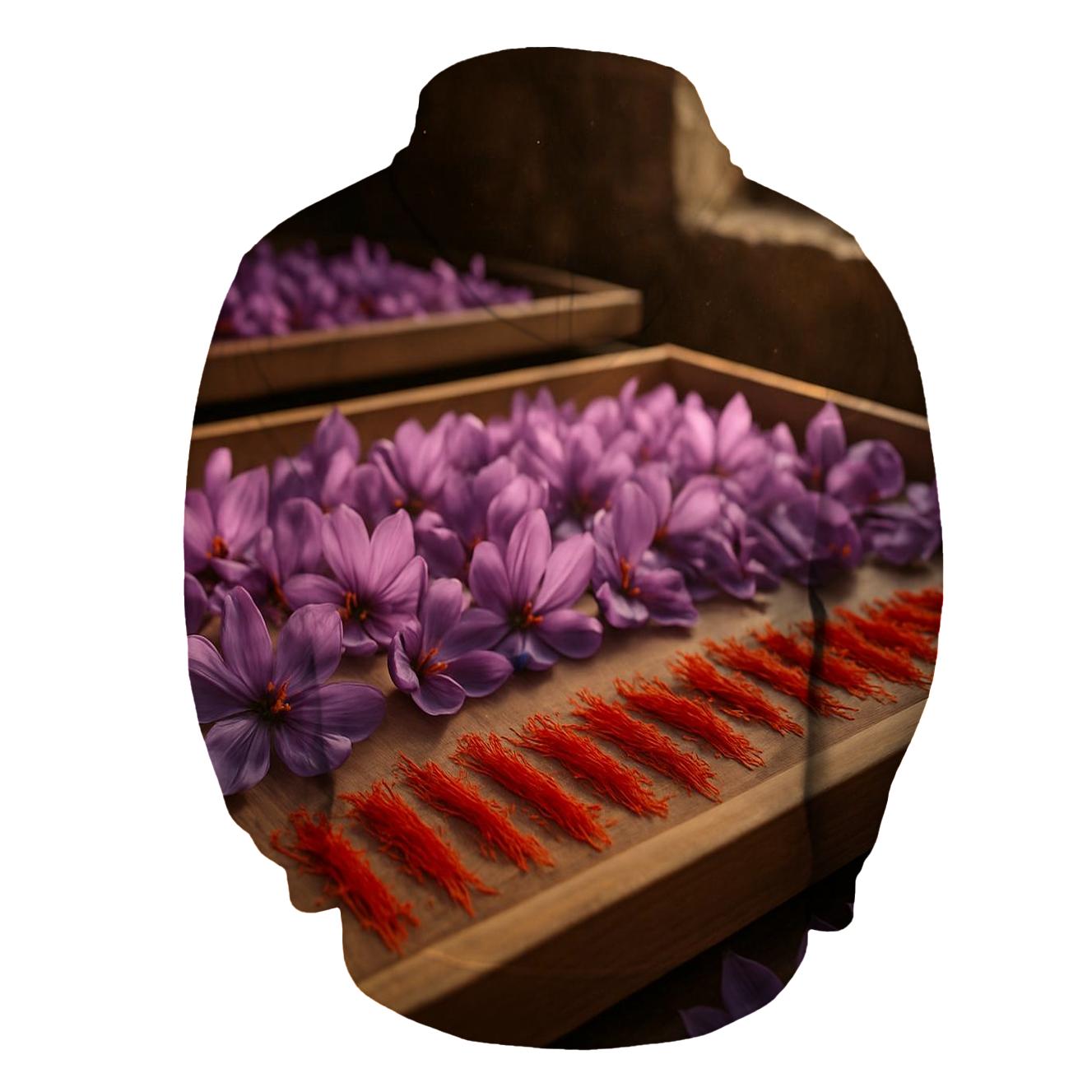 Saffron Crocus Stigmas Drying On Cedar Trays premium hoodies