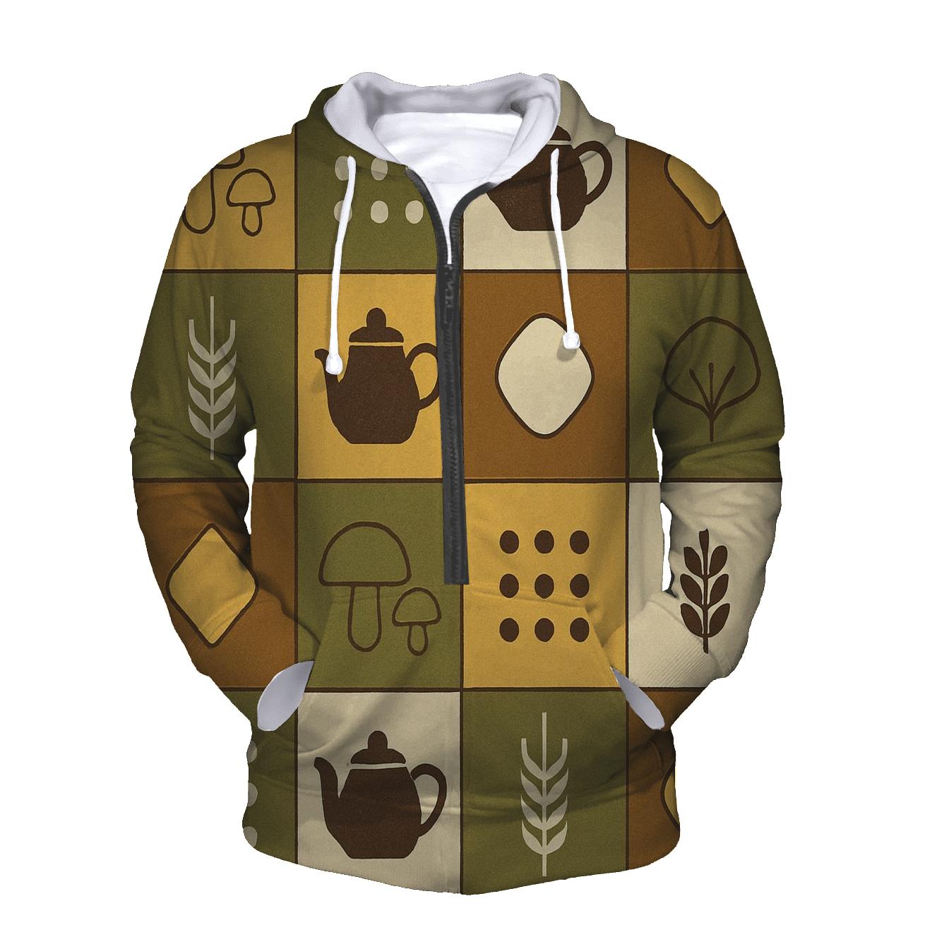 Retro Kitchen Harvest Tiles zip-up hoodies
