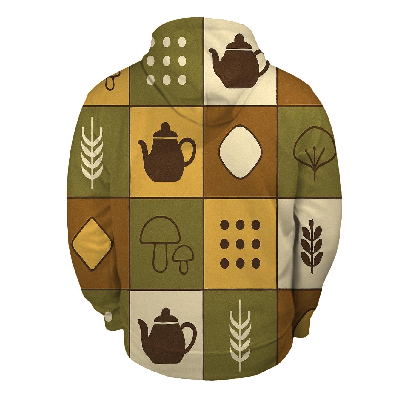 Retro Kitchen Harvest Tiles zip-up hoodies